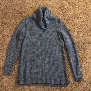 Grey tunic length cowl neck sweater!